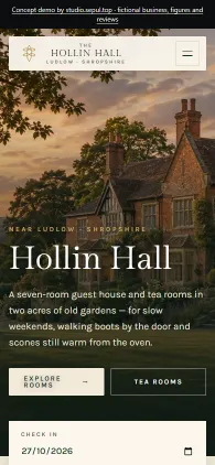 Hollin Hall concept demo at mobile width