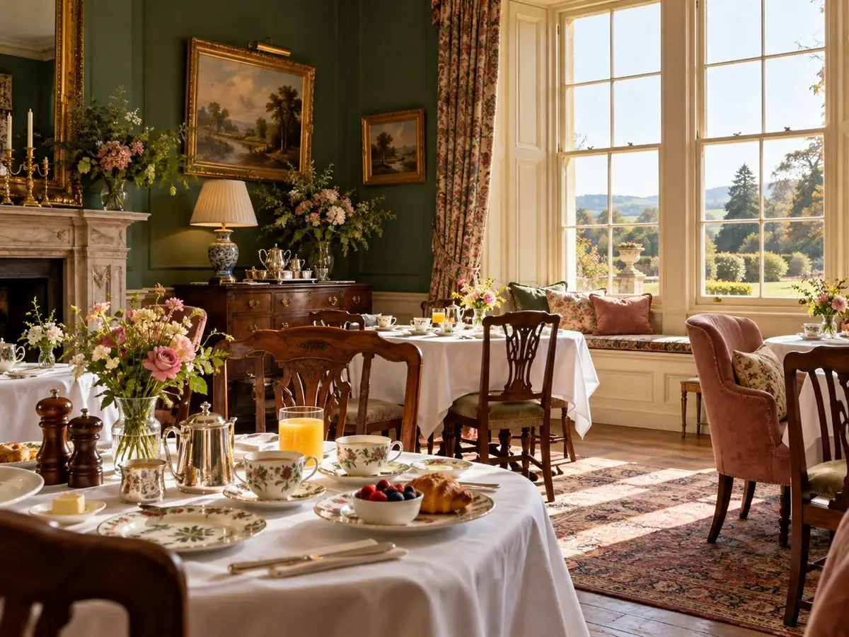 Morning room laid for breakfast